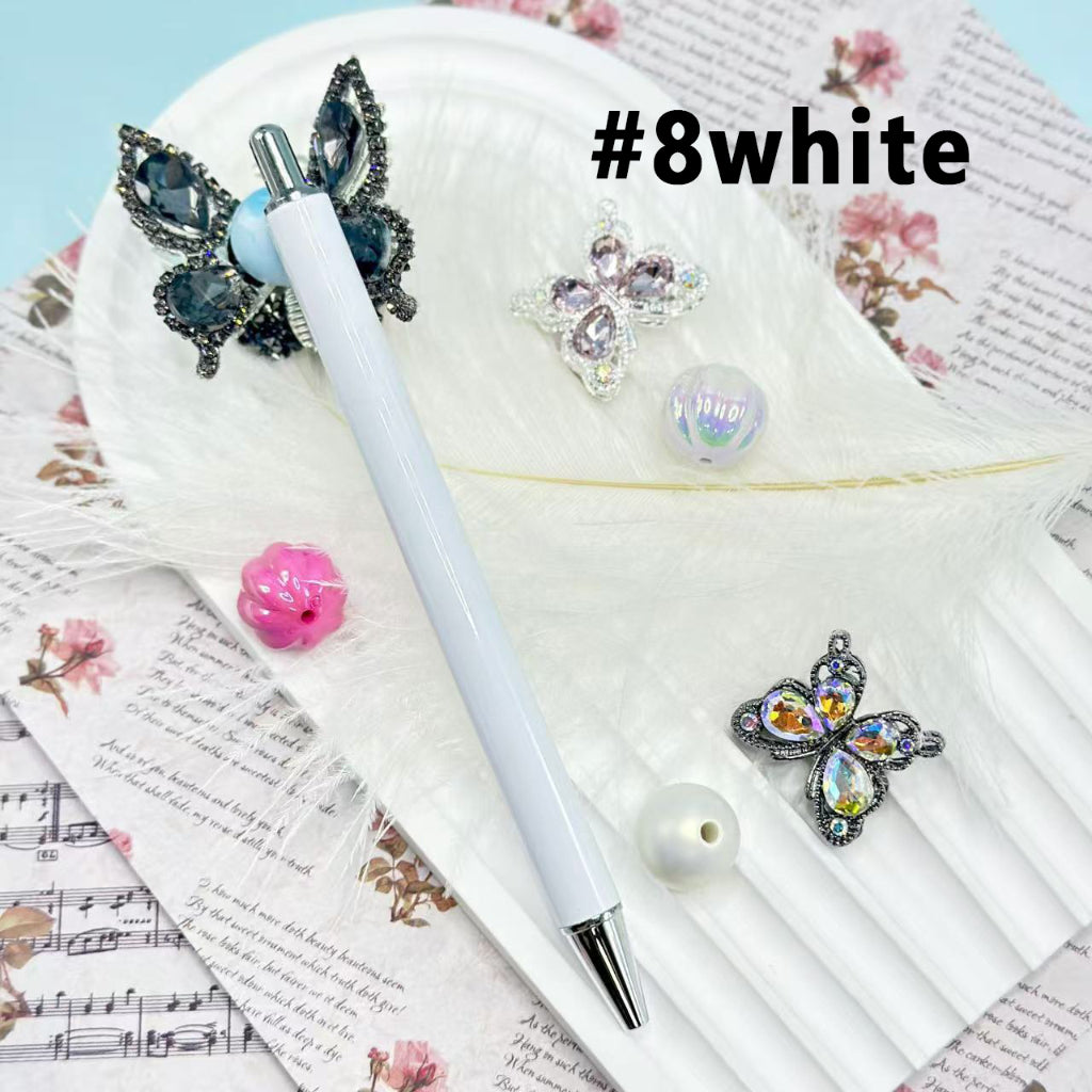 Beadable Pens for Pen Wraps, New Style DIY Pens for Sublimation Wraps, Silver Metal Ballpoint Pens