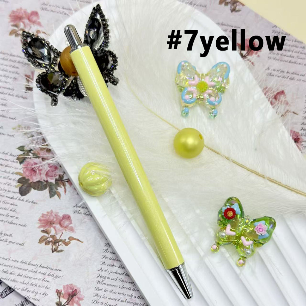 Beadable Pens for Pen Wraps, New Style DIY Pens for Sublimation Wraps, Silver Metal Ballpoint Pens