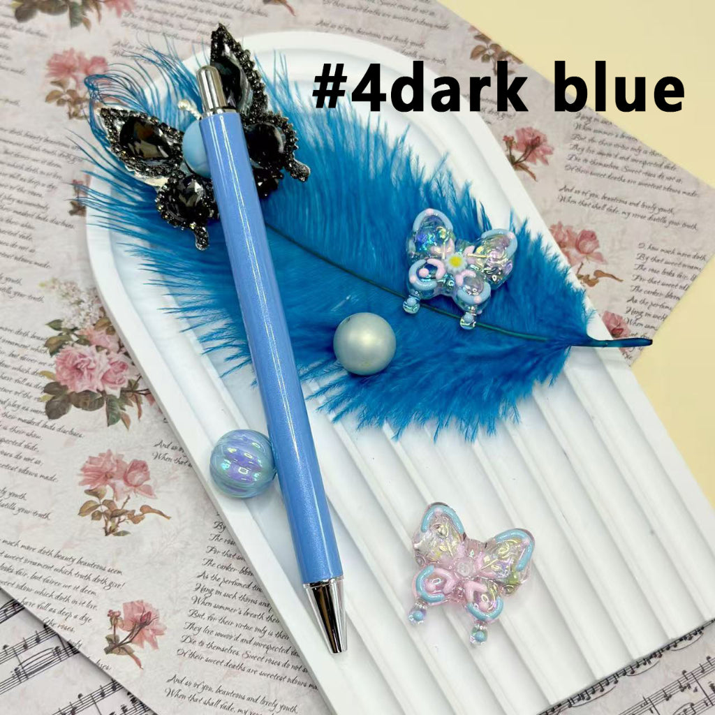 Beadable Pens for Pen Wraps, New Style DIY Pens for Sublimation Wraps, Silver Metal Ballpoint Pens