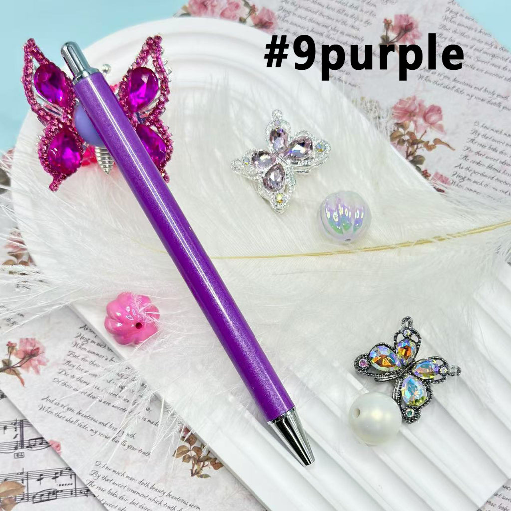 Beadable Pens for Pen Wraps, New Style DIY Pens for Sublimation Wraps, Silver Metal Ballpoint Pens
