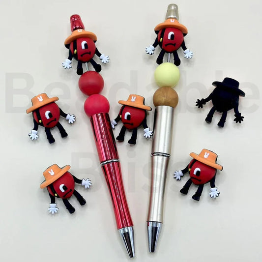 3D Bad Bunn Rabbit with Cute Hat Silicone Focal Beads
