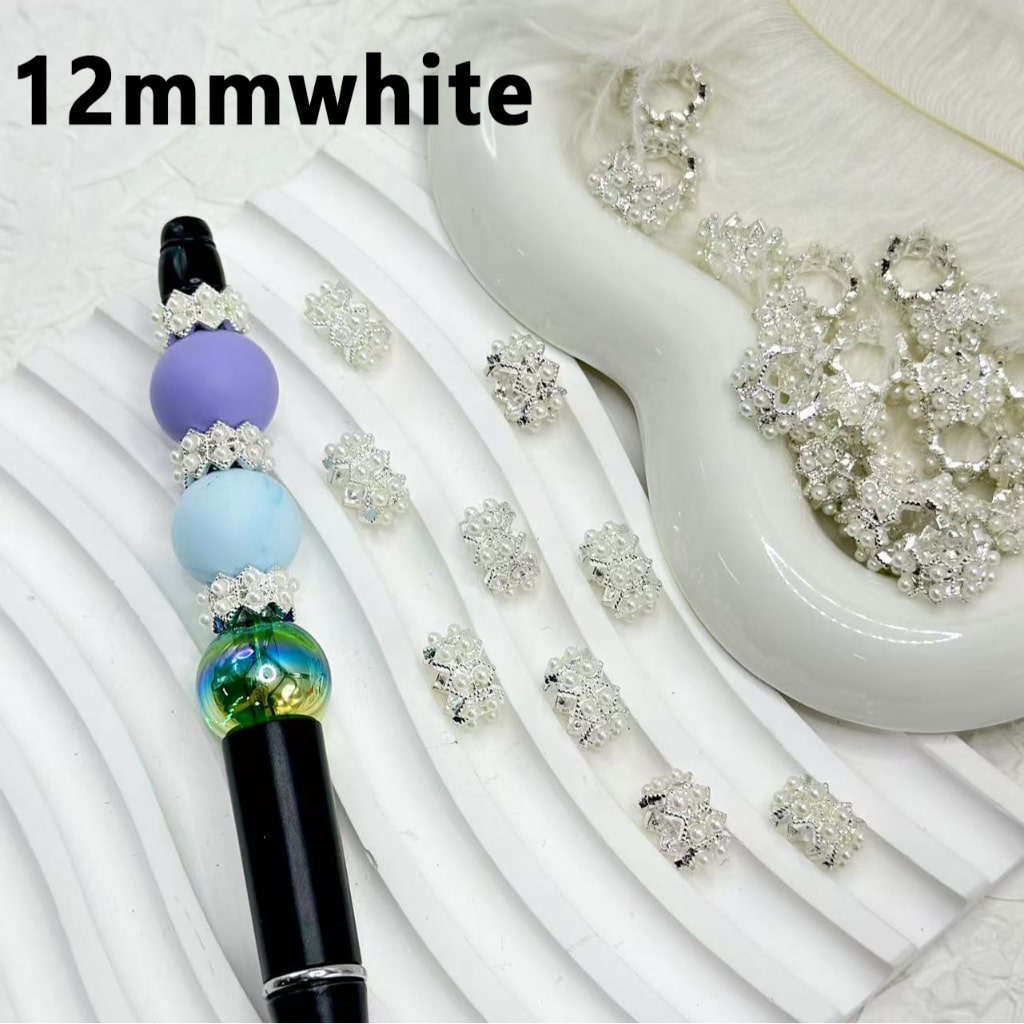 Bling Bling Silver Gold Metal Wavy Double Sides Spacer with White Pearls Chain , 12MM