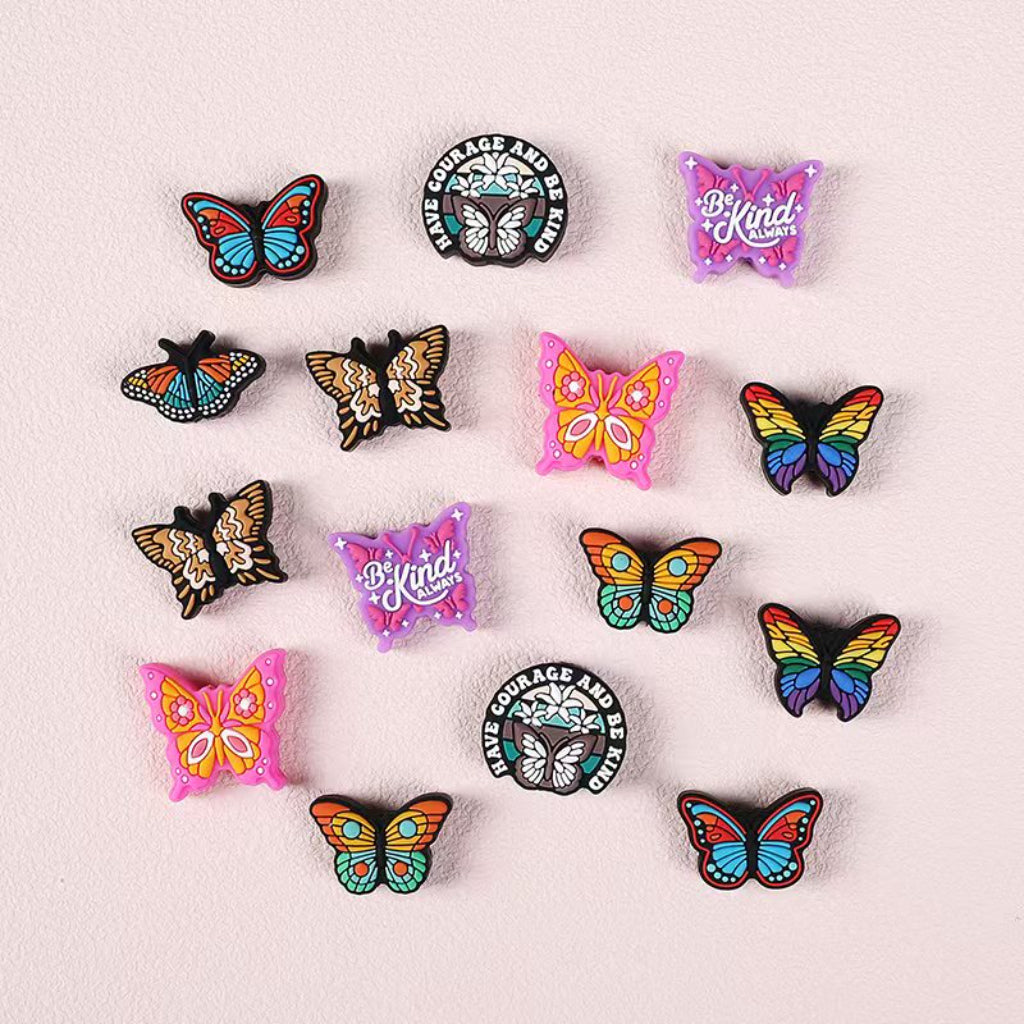 Vivid Cute Multi-Colors Butterfly Silicone Focal Beads