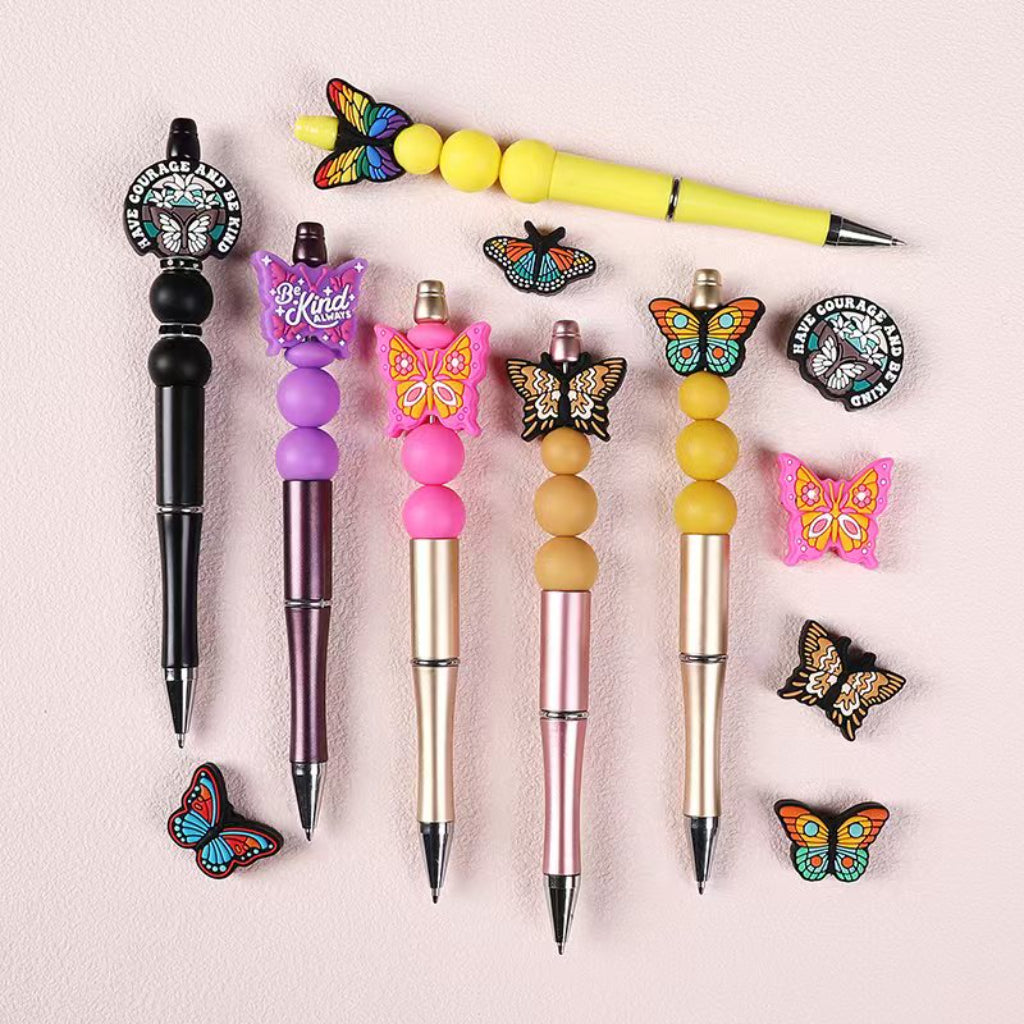 Vivid Cute Multi-Colors Butterfly Silicone Focal Beads