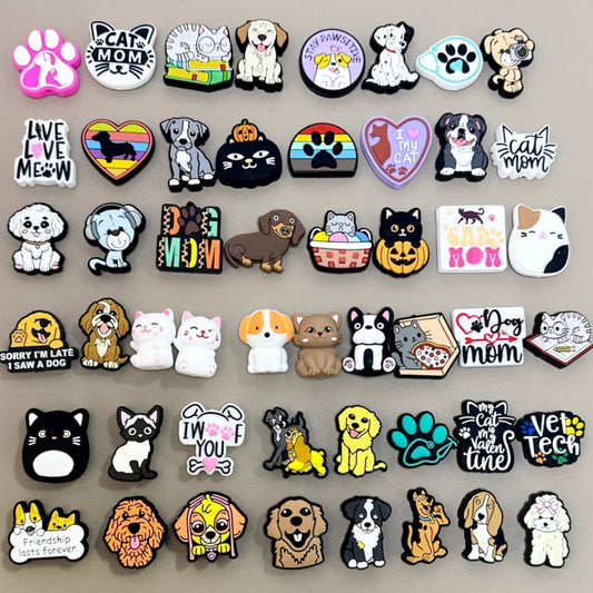 かわいい犬、子犬、猫、子猫の足跡シリーズシリコンフォーカルビーズ、ランダムミックス