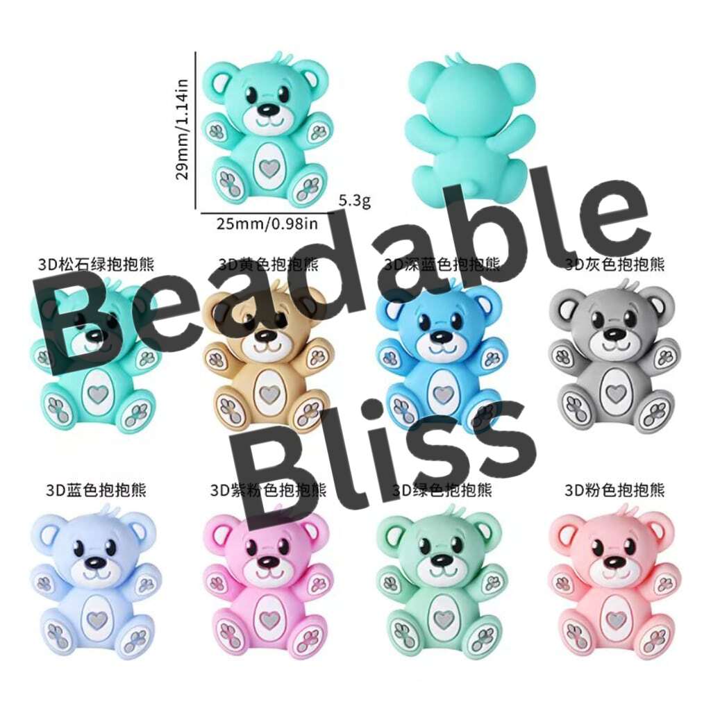 3Dかわいいクマのシリコンフォーカルビーズ