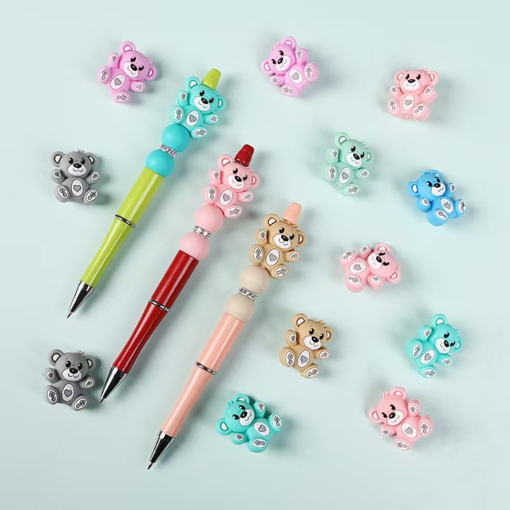 3D Cute Bears Silicone Focal Beads