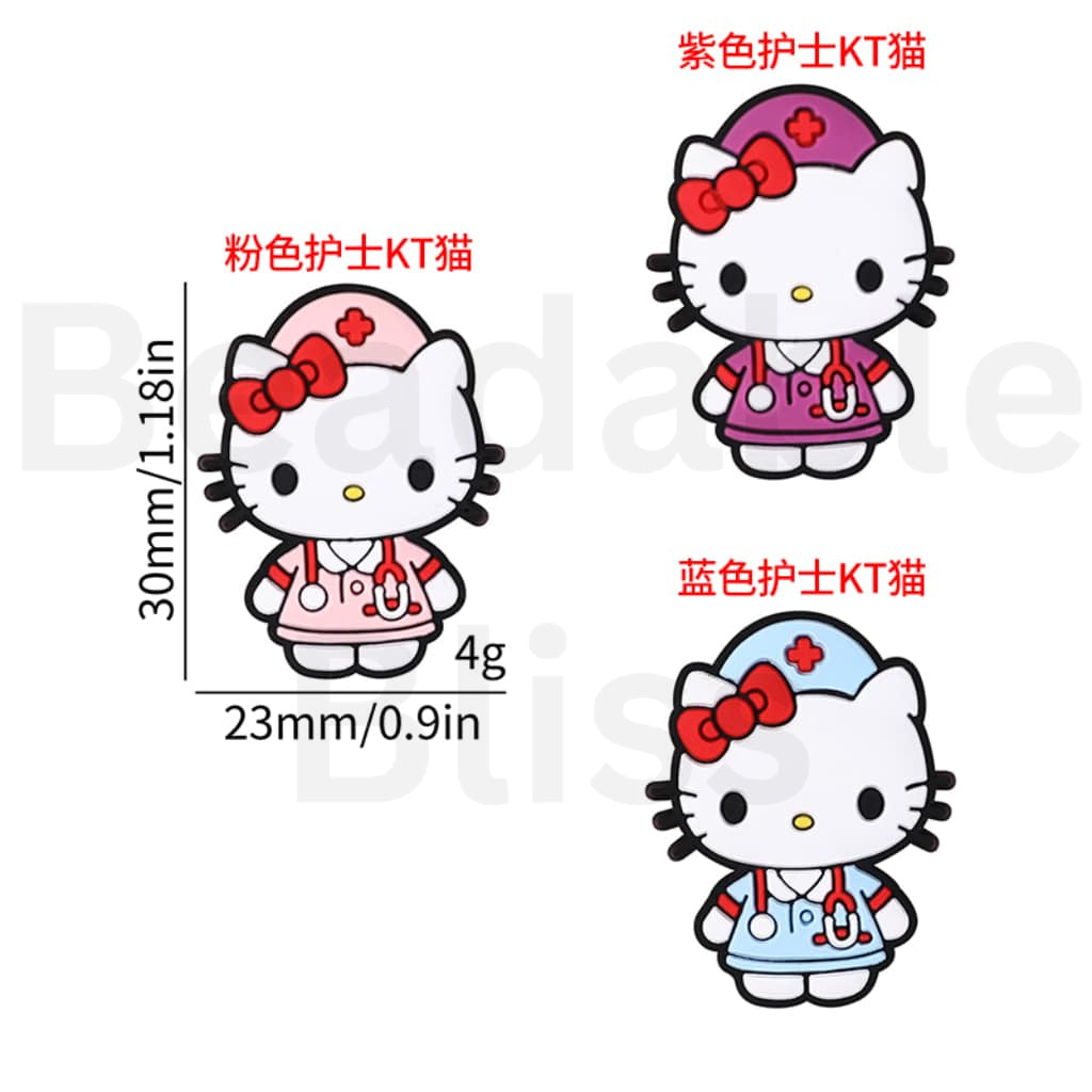 Cute HK Kitten Nurse Sanri Silicone Focal Beads