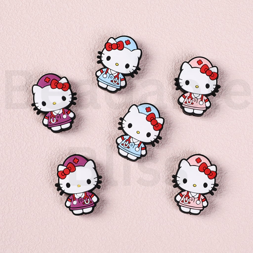 Cute HK Kitten Nurse Sanri Silicone Focal Beads