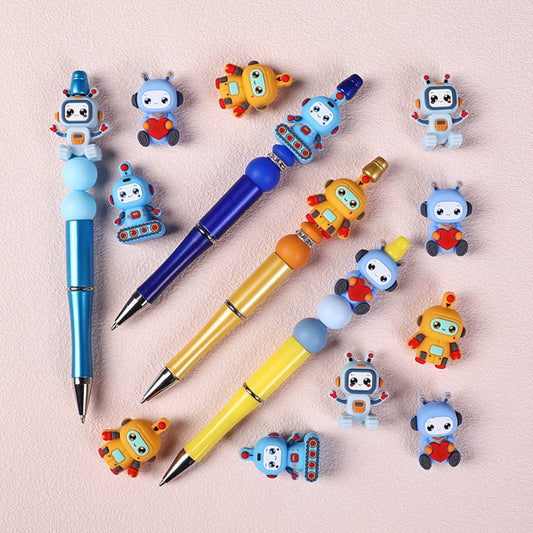 3D Cute Vivid Robots Silicone Focal Beads