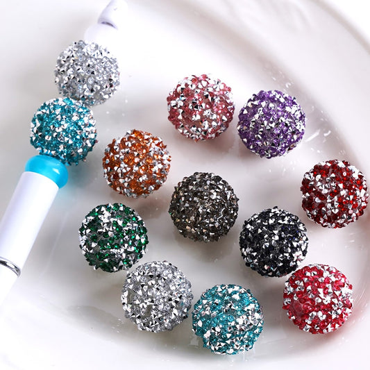 Bling Bling Colorful Cone Shape Rhinestones Round Sugar Acrylic Beads, 20MM, Please Read the Description