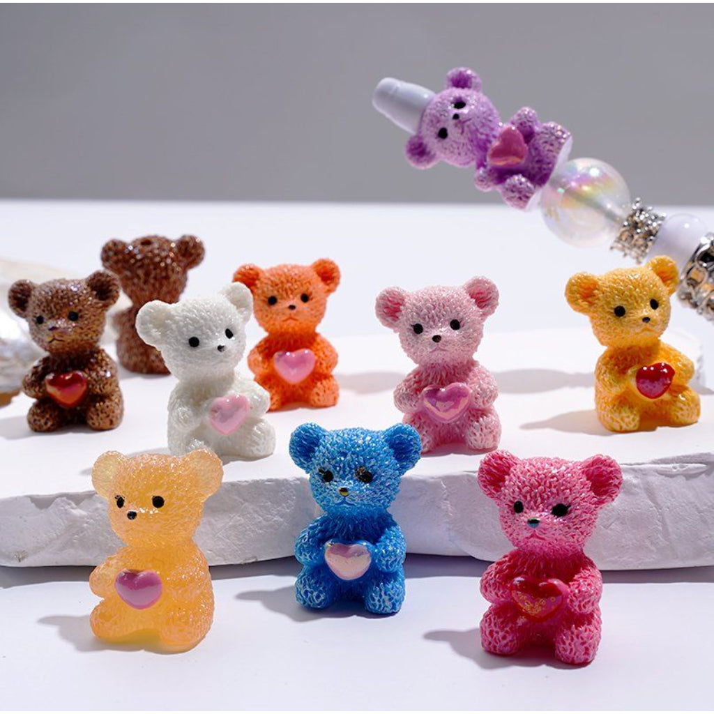 Vivid Cute Bear with Heart Acrylic Beads, Around 26*20MM, Random Mix