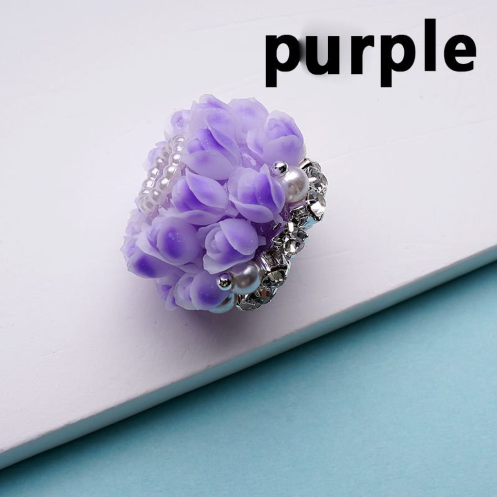 Bling Bling Cute Flowers Tulips Clear Rhinestones Chains White Pearls Round Acrylic Beads, Around 25*18MM