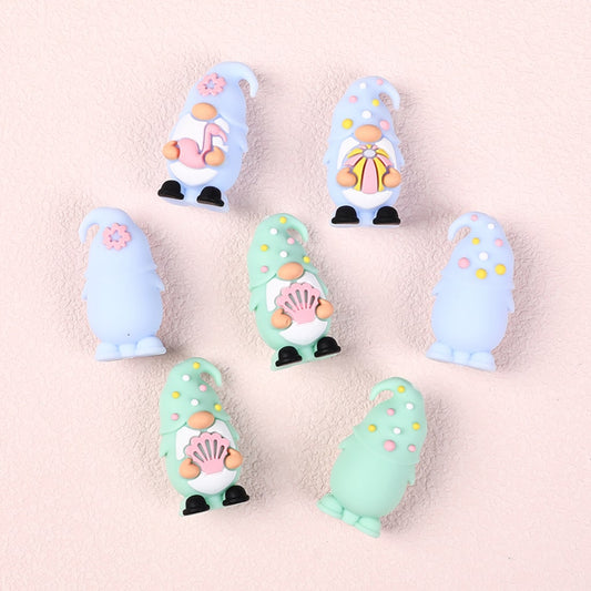 3D Cute Gnome Holds Shell Ball Flamingo Silicone Focal Beads