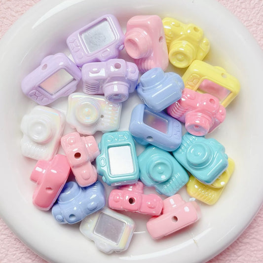 Vivid Mini Cute Cameras Acrylic Beads, Around 25*20MM