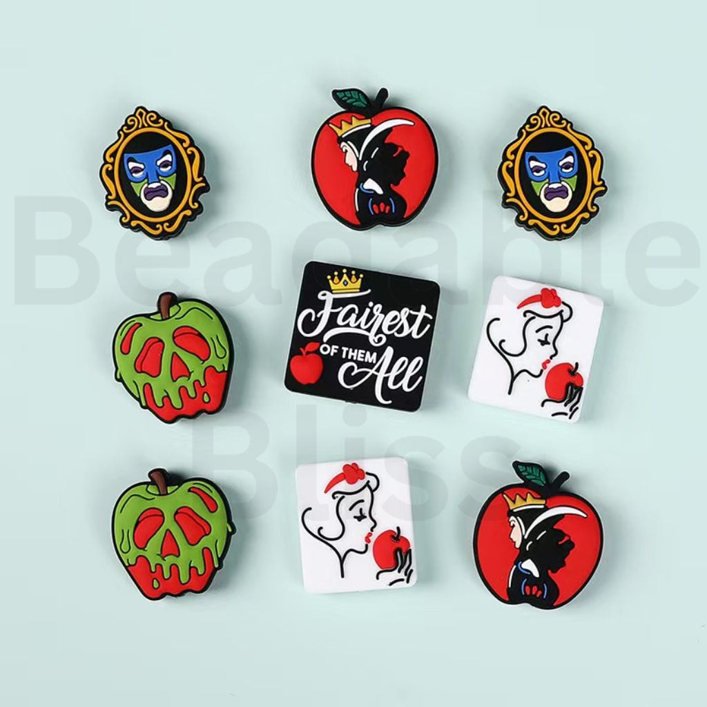 Villains Fairest of All  Princess Poisonous Apples Mask Magic Mirror Witch Silicone Focal Beads