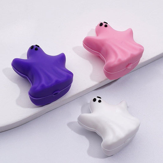 3D Vivid White Purple Pink Ghost Halloween Silicone Focal Beads