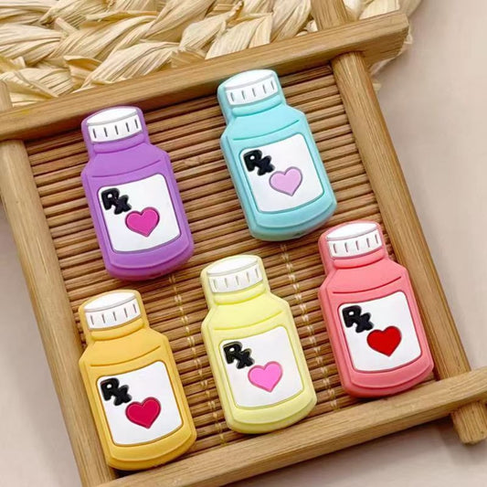 Mini Cute RX Medicine Bottle Health Care Hospital Nurse Doctor Silicone Focal Beads