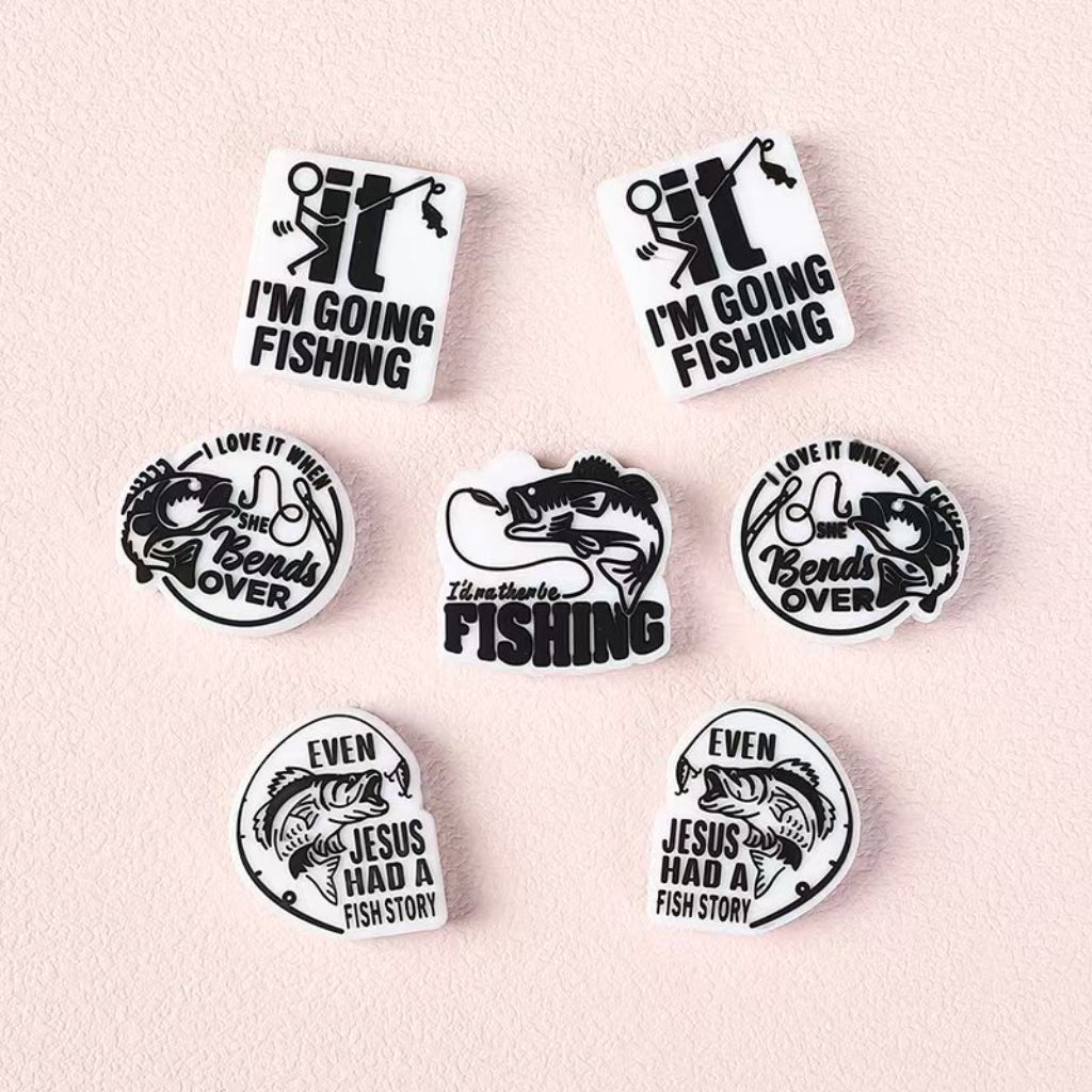 I'm Going Fishing I'd Rather Be Fishing Even Jesus Had a Fish Story I Love It When She Bends Over  Silicone Focal Beads