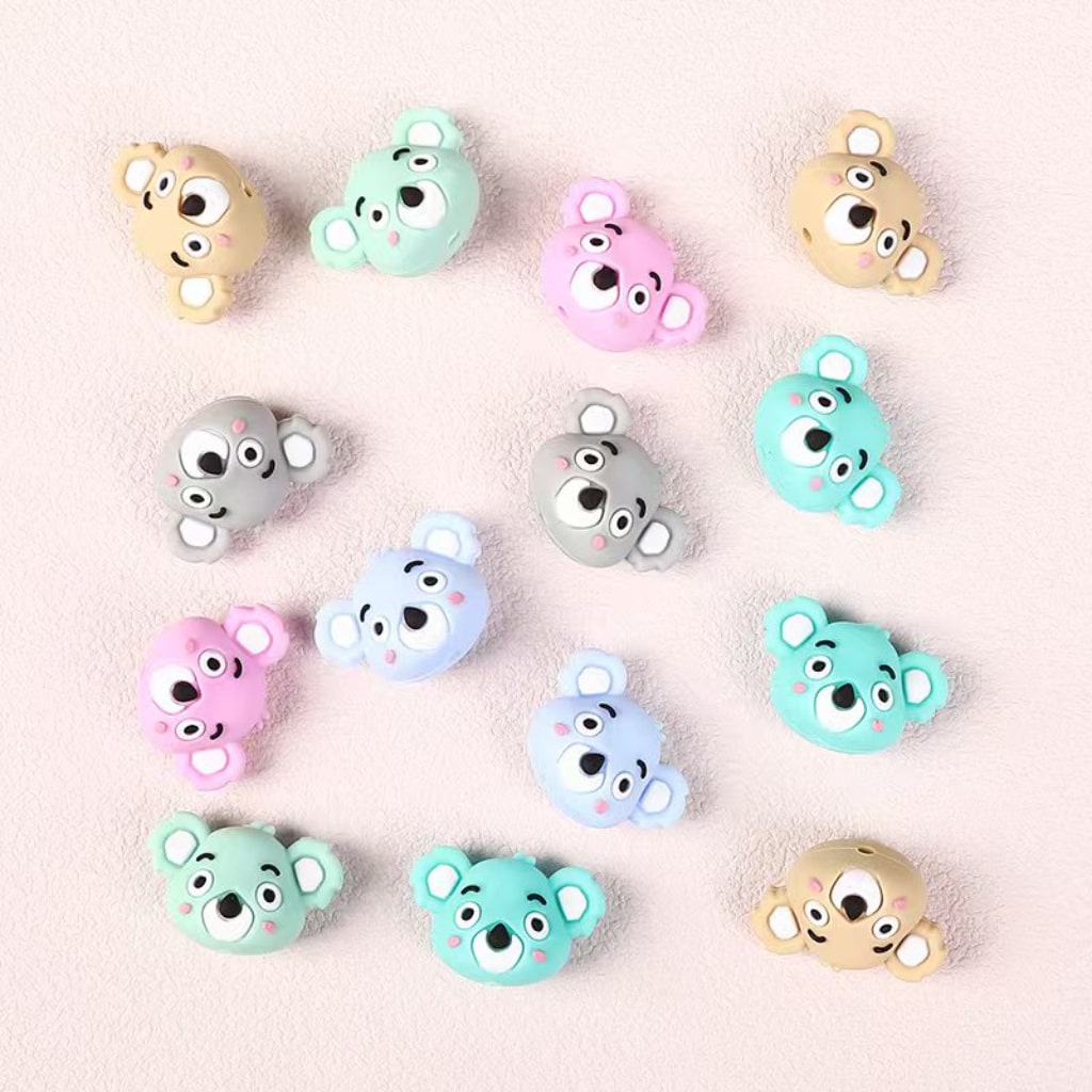 3D Cute Naughty Koala Head Silicone Focal Beads