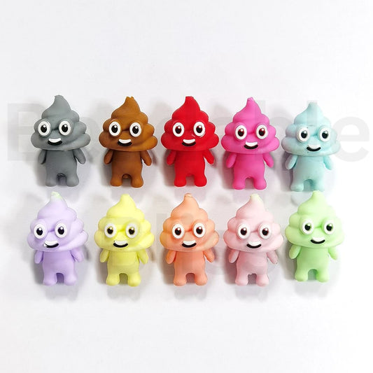 3D Little Cute Poop Man Silicone Focal Beads, Random Mix