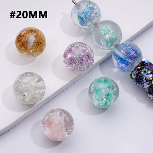 Fantastic Glitter Vivid Rockery Hill Inside Clear Round Acrylic Beads, 20MM, Random Mix