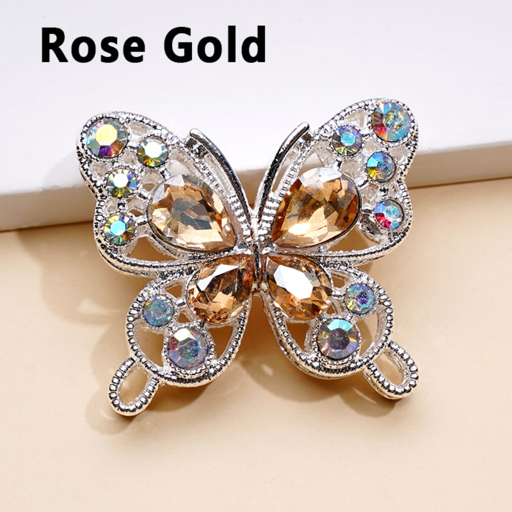 Delicate Fancy Silver Alloy Butterflies Beads with Mini AB & Multi-Color Water Drop Rhinestones, Around 35*31MM