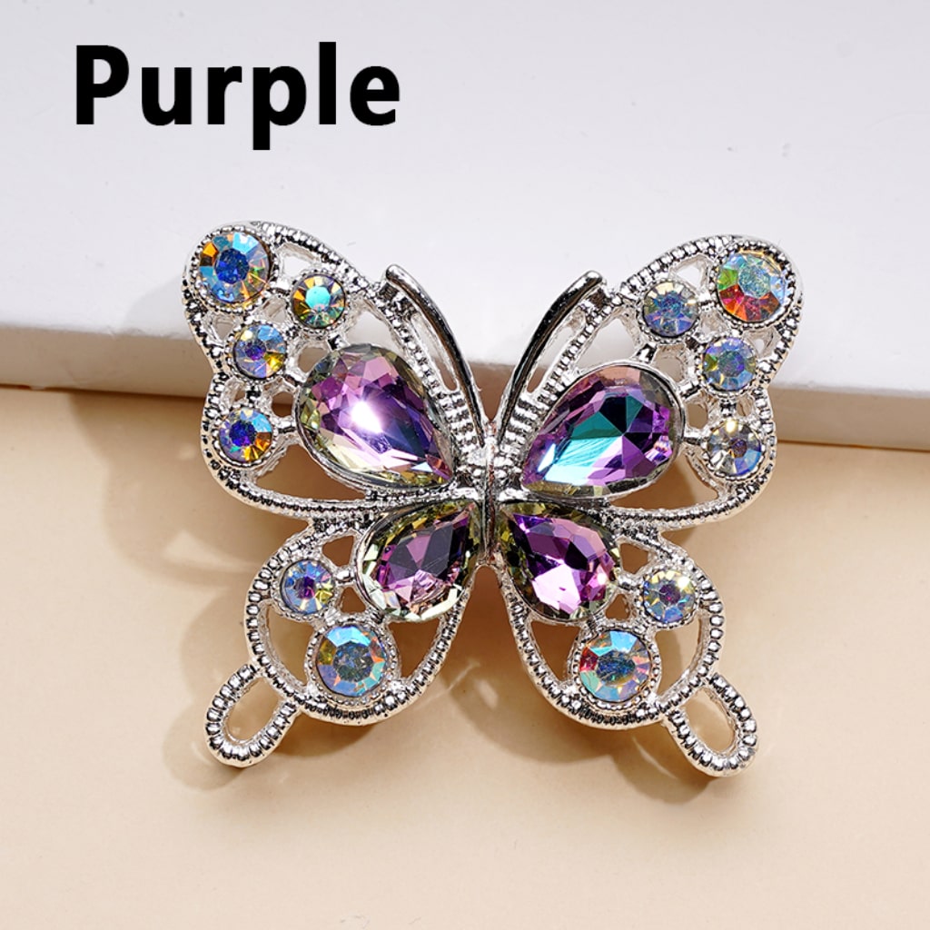 Delicate Fancy Silver Alloy Butterflies Beads with Mini AB & Multi-Color Water Drop Rhinestones, Around 35*31MM