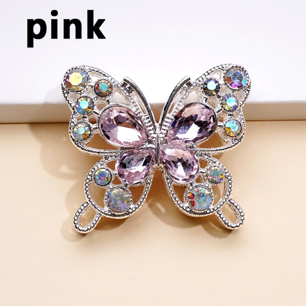 Delicate Fancy Silver Alloy Butterflies Beads with Mini AB & Multi-Color Water Drop Rhinestones, Around 35*31MM