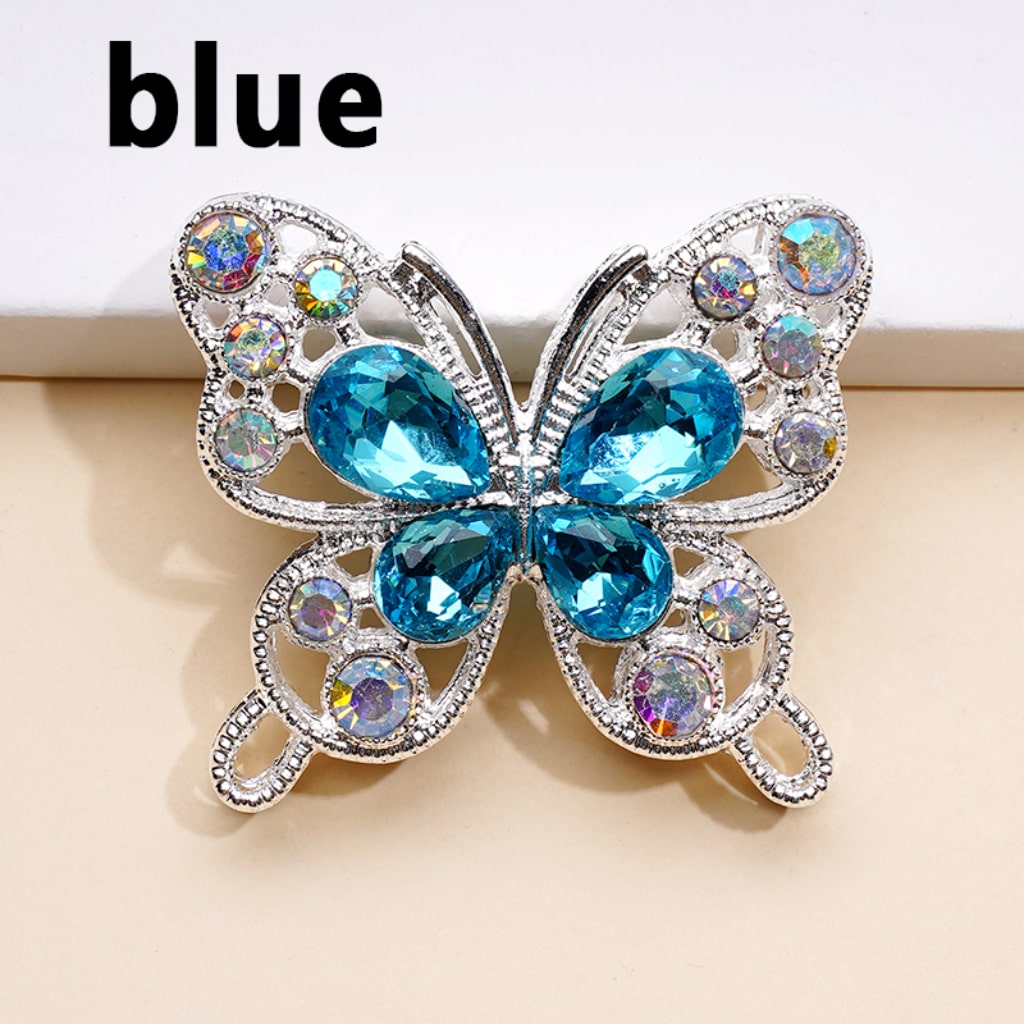 Delicate Fancy Silver Alloy Butterflies Beads with Mini AB & Multi-Color Water Drop Rhinestones, Around 35*31MM