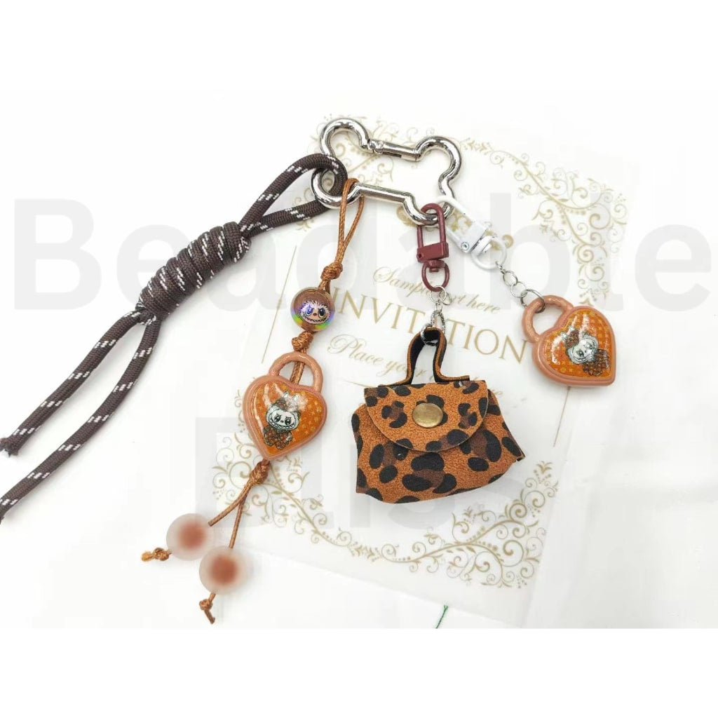 Cute Vivid L-B-B Design Monster Pop Mar Heart Shape Handbag with a Ring Acrylic Beads Pendants, Around 39*30MM