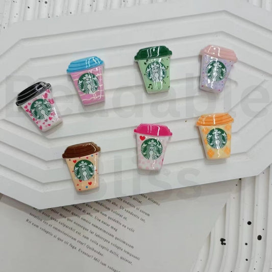 Cute Colorful Prints Starbuc Coffee Cup Acrylic Beads, Around 30*26MM