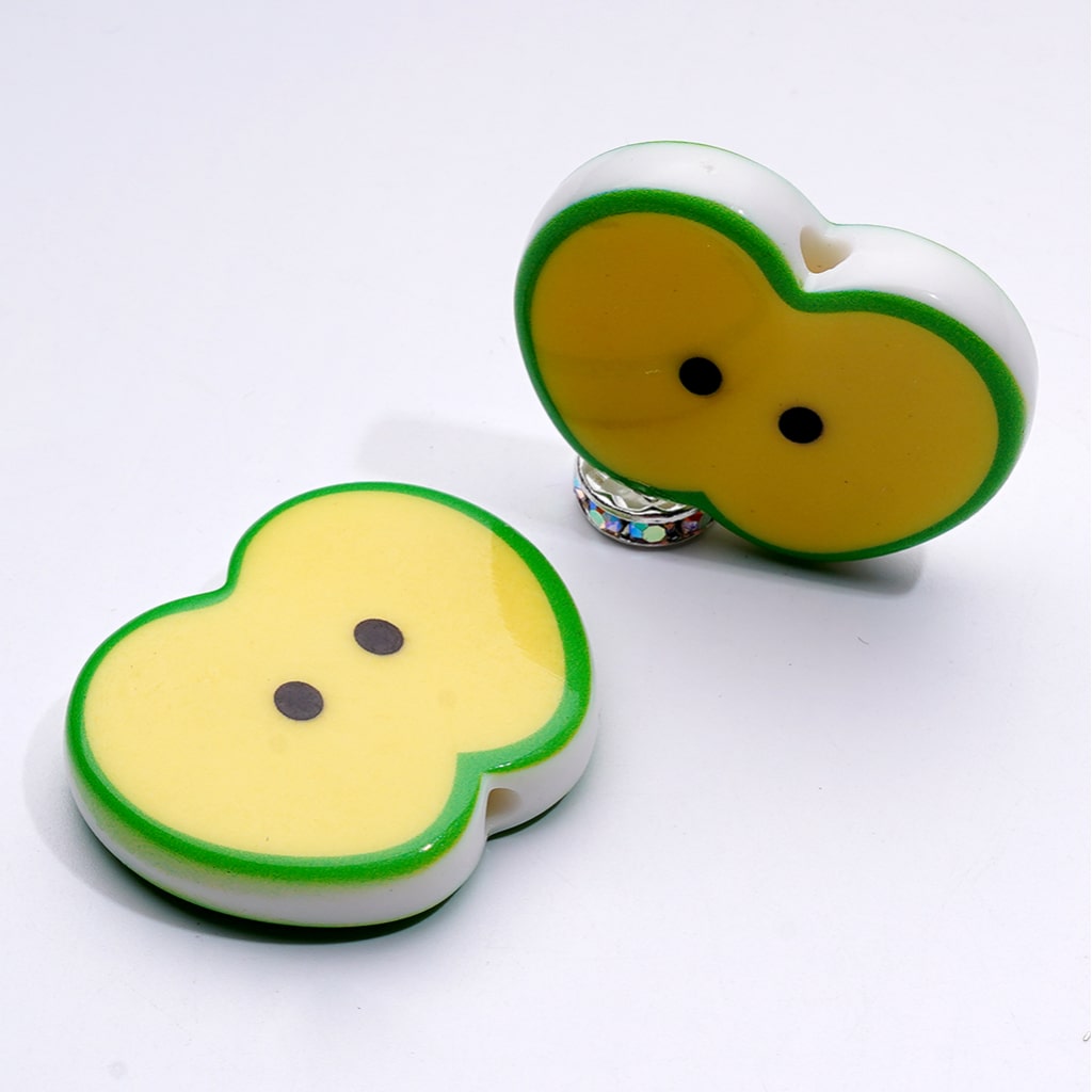 Cute Fruits Watermelon Apple Series Flat Acrylic Beads, Around 34*28MM