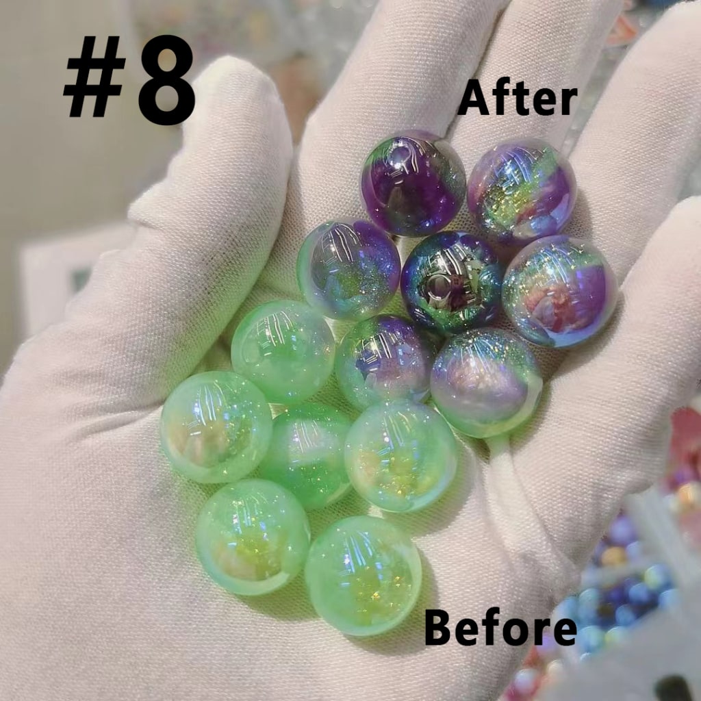 Bling Bling UV Coating Color Changing Cat Eye Style Glitter Round Acrylic Beads, 16MM