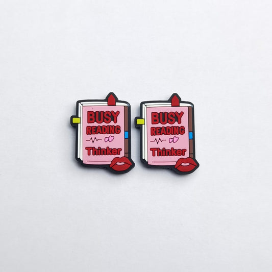 Luminous Cute Pink Book Busy Reader Thinker Silicone Focal Beads