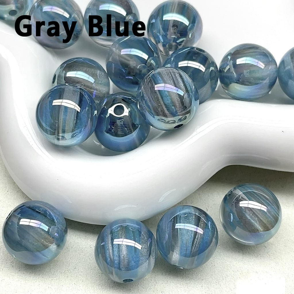 Glossy Shiny Glitter Stripes Inside Round Acrylic Beads, 16MM