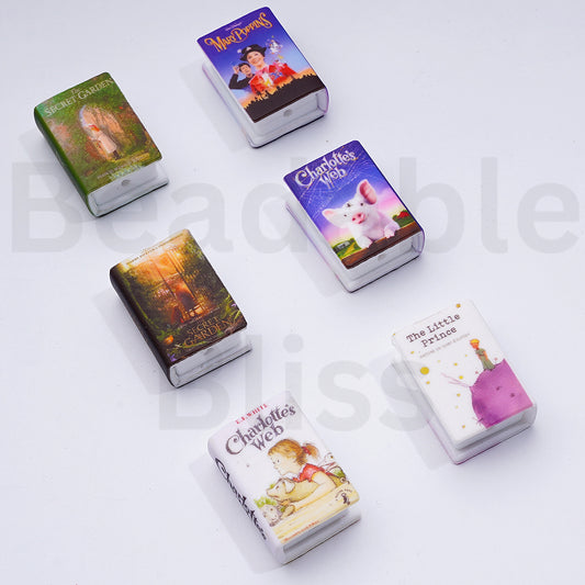 3D Adhesive Mould Books Charlotte's We Mary Poppi The Secret Garde The Little Princ Silicone Focal Beads, Random Mix