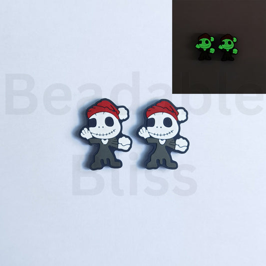 Luminous Jac with Red Christmas Hat Silicone Focal Beads