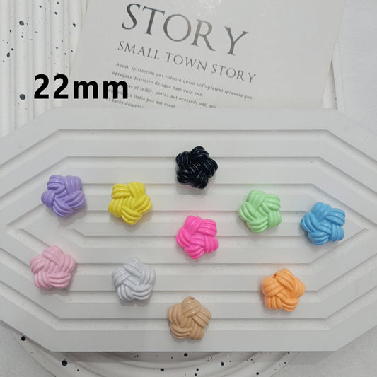 Five-Pointed Star Shape Yarn Balls Stripes Acrylic Beads, 22MM, Random Mix