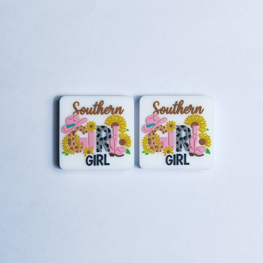 Cute Southern Sun Flowers Girl Silicone Focal Beads