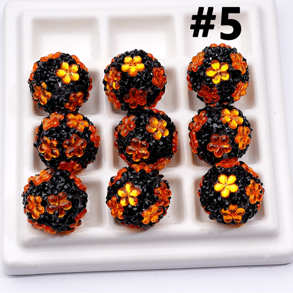 Cute Flowers Mini Shiny Cone Shape Rhinestones Clear Round Acrylic Beads, 20MM