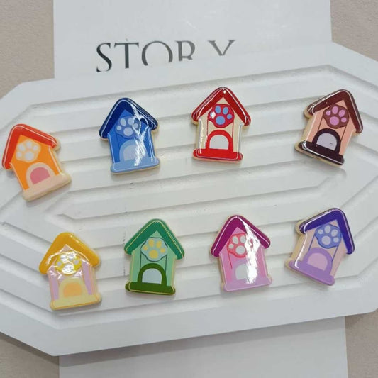 Cute Puppy Dog House Acrylic Beads, 33*26MM, Random Mix