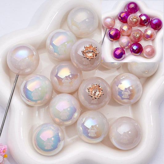 Large Luminous Color Changing Round Acrylic Beads (Half-Through Hole), 25MM,  Random Mix