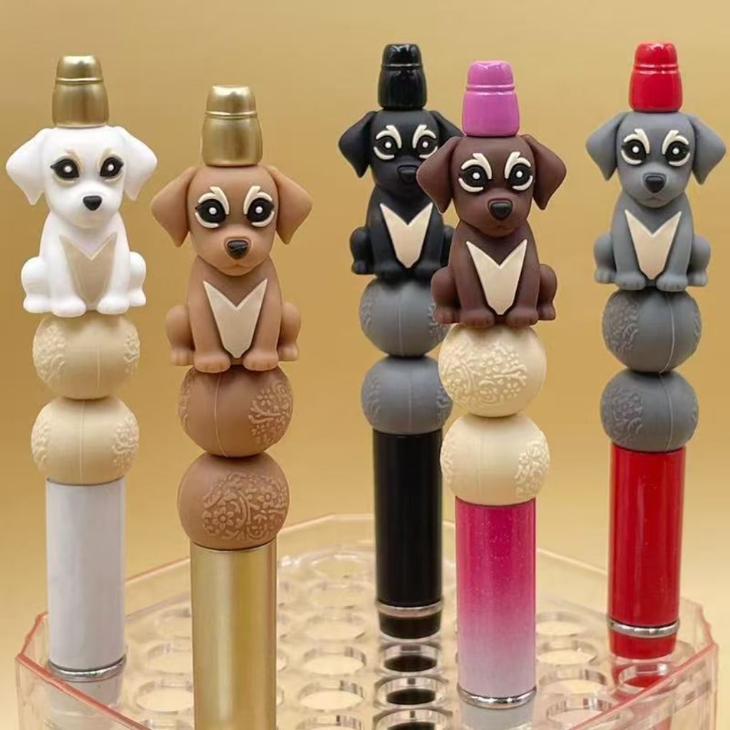 3D Multi-Color Cute Puppies Dogs Silicone Focal Beads