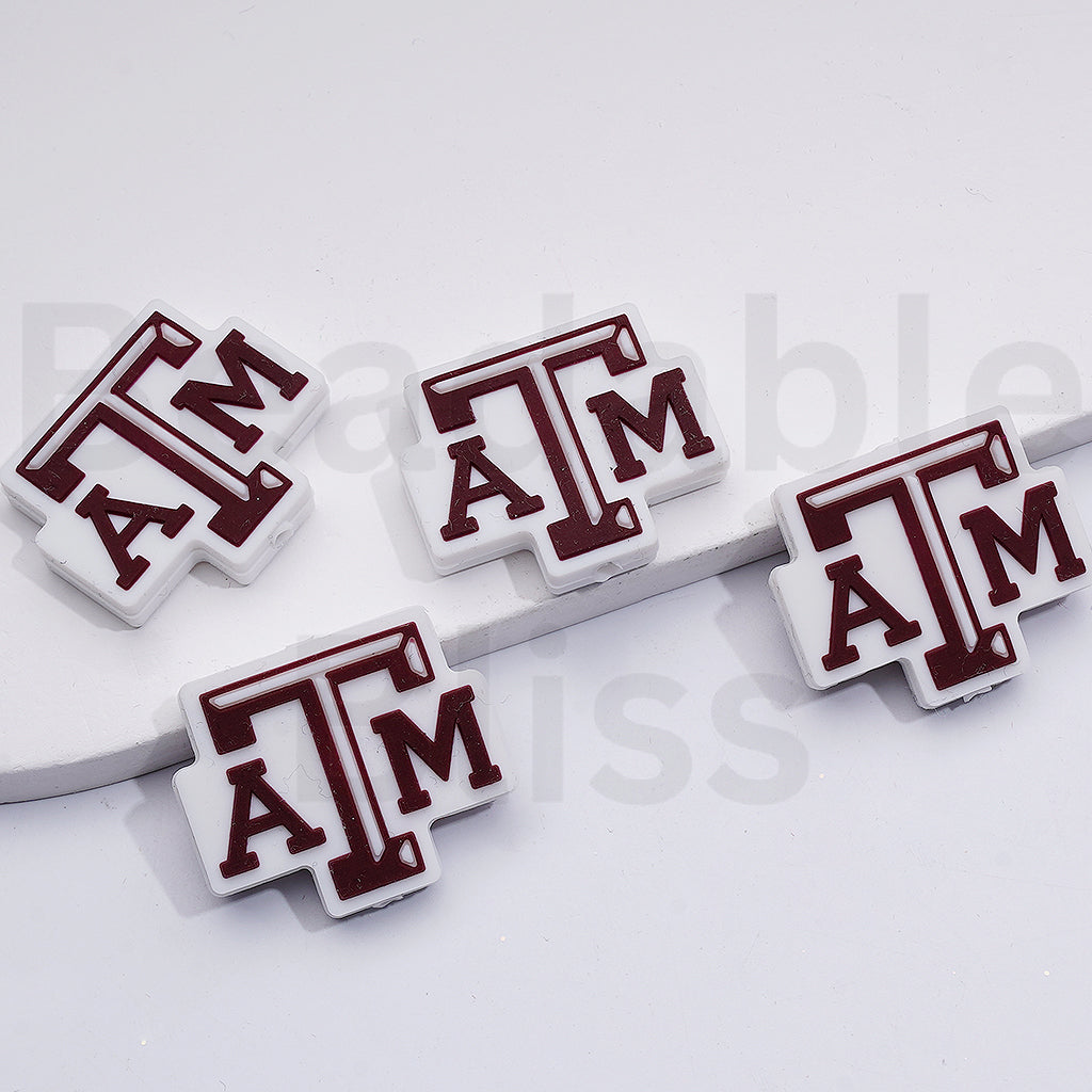 USA American Football Team NCA College University Texas A& Aggies Silicone Focal Beads