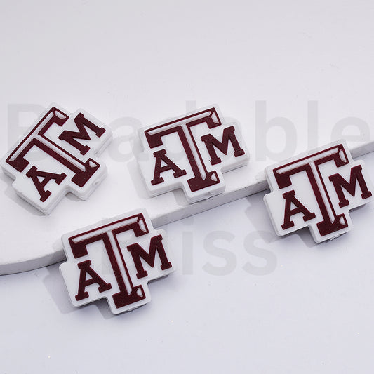 USA American Football Team NCA College University Texas A& Aggies Silicone Focal Beads