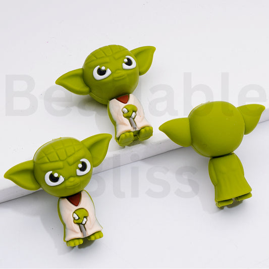 3D Little Green Alien Star Wa Yod Silicone Focal Beads
