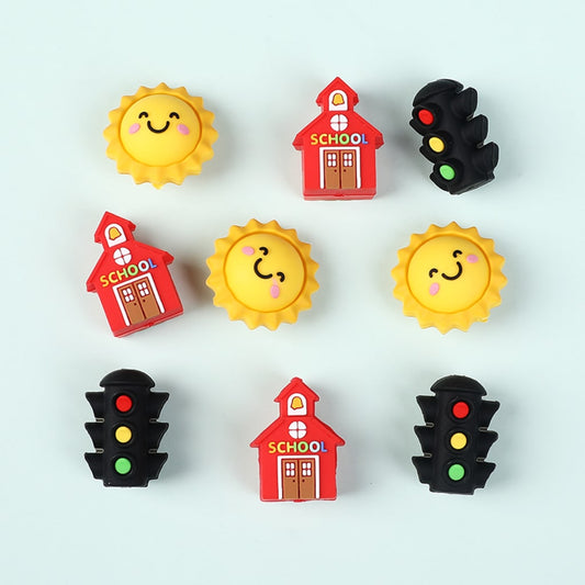 3D Mini Traffic Light Sun School Silicone Focal Beads