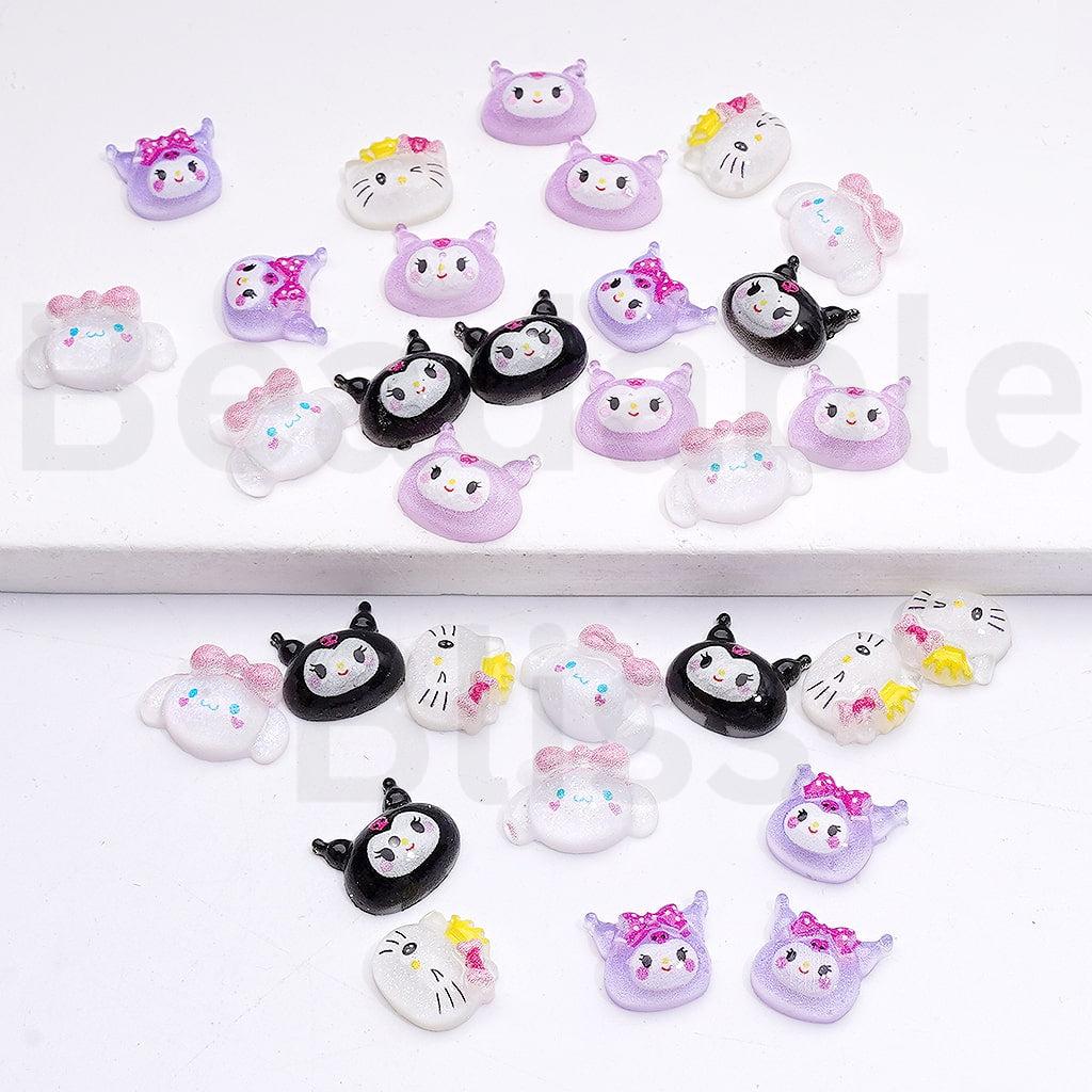 DIY Mini Cute Sanri Kurom Hello Kitt Cinnamorol for Beads Jewelry Accessories, Random Mix