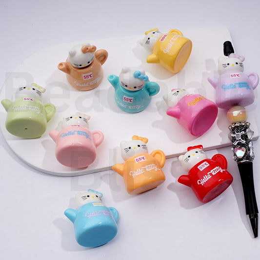 Cute Hello Kitt Teapot Acrylic Beads, 40*38*30MM, Random Mix